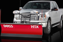 The slick poly-finish model is shown here, equipped with optional Boss Smart LED 2 lights. Photo: Boss Snowplow