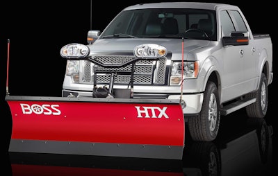 The slick poly-finish model is shown here, equipped with optional Boss Smart LED 2 lights. Photo: Boss Snowplow