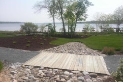A rain garden that filters water runoff heading to the Bush River was one of features of the restoration project. Photo: The Shores at Water’s Edge Belcamp, MD Facebook page