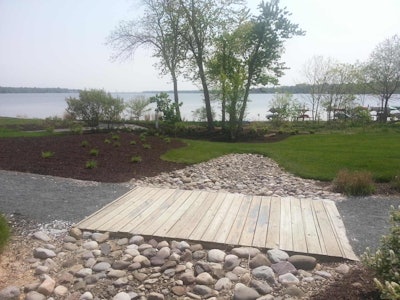A rain garden that filters water runoff heading to the Bush River was one of features of the restoration project. Photo: The Shores at Water’s Edge Belcamp, MD Facebook page