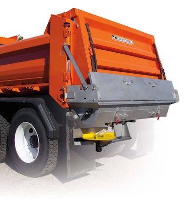 The tailgate spreader is designed to ensure deicing material doesn’t get hung up in the equipment. Photo: Crysteel Manufacturing