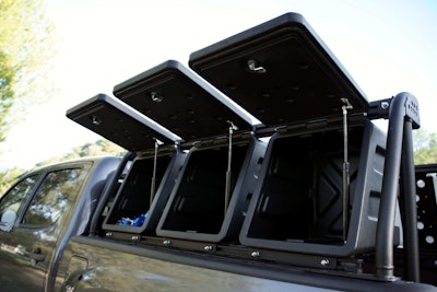 The “Active Cargo System” contains mounting plates for fuel cans. Photo: Leitner Designs