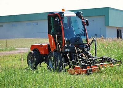 This small tractor from Holder is rigged for mowing. The company hopes to sell a lot more of its products in America in the coming years. Photo: Holder Tractors