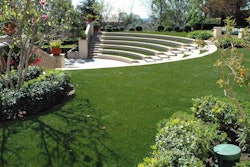 A small amphitheater project featuring artificial grass from Dallas-based Everlast Turf. Everlast is one of two brands of artificial turf distributed by Synthetic Grass Warehouse. Photo: Everlast Turf