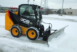 JCB touts the power of the 280 to handle big snow-removal jobs while also pointing to the exceptional visibility the design provides to operators. Photo: JCB