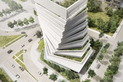 This digital rendering of Rolex’s new building shows how the designers intend to integrate nature and architecture. Photo: Harwood International