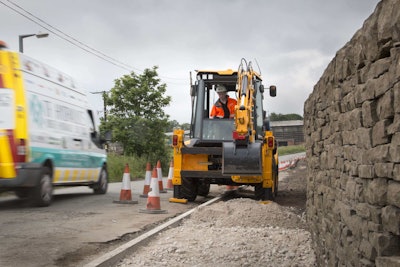The 3CX Compact is compatible with JCB’s compact excavator and skid-steer attachments. Photo: JCB