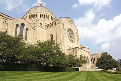 The construction of a stage at the outdoor site of the mass will involve the removal of trees and plants and the temporary shutdown of the irrigation system. Photo: Hayley Katzenberger