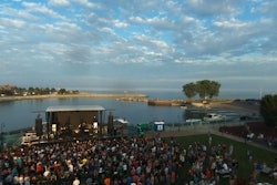 An aerial view of the Labor Day concert in Racine, Wisconsin, sponsored by Case Construction Equipment.