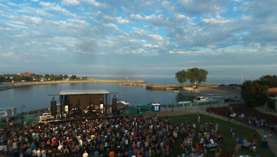 An aerial view of the Labor Day concert in Racine, Wisconsin, sponsored by Case Construction Equipment.