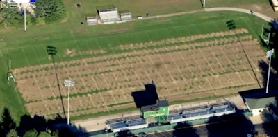 St. Edward Central Catholic High School is searching for a location to play football after its field was damaged by weed killer. Photo: wgntv.com