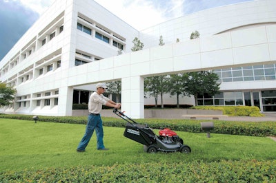 Honda makes a wide variety of lawn mowers for the retail customer, but its commercial mowers, such as the model seen here, are limited, and all are walk-behind machines. Photo: Honda Power Equipment