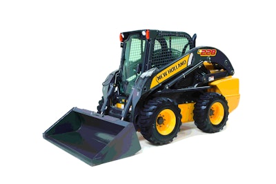 The new L228 skid steer loader, seen here, features an FPT diesel four-cylinder turbocharged and after-cooled engine.