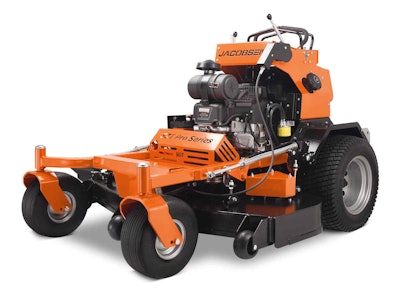 Jacobsen’s new Professional Series mowers include this stand-on, the SZT Model, which has a 26-horsepower Vanguard engine and comes in two different deck sizes. Photo: Jacobsen