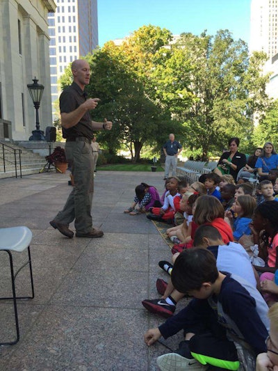 Entomologist Matthew Rawlings from Scotts Miracle-Gro educated elementary kids about pollinators. Photo: Keep Ohio Beautiful