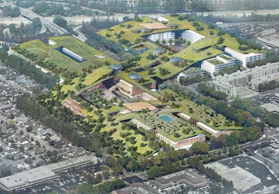 The Vallco Shopping Mall has the possibility of becoming the largest green roof in the world if the city of Cupertino approves the plan. Photo: Sand Hill