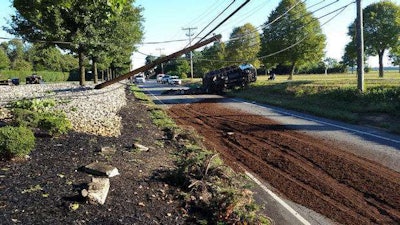 The New Jersey road was closed due to the spilled mulch on Monday, Sept. 14. Photo: South Harrison Police