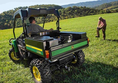 Each of the vehicle’s integrated tool boxes has a 75-pound capacity. Photo: John Deere