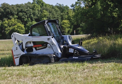 Brushcat attachments are used by landscape contractors to cut overgrown grass, brush and small trees. Bobcat says the Brushcat transforms undergrowth into mulch. Photo: Bobcat