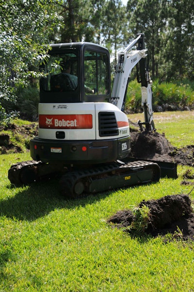 Introduced early last year, the 24.8-horsepower Bobcat E35i excavator still draws plenty of attention from landscape professionals. Photo: Bobcat