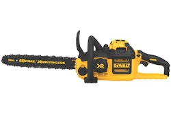 The 40V Max Brushless Chainsaw uses auto-oiling and a tool-free tensioning system. Photo: DeWalt