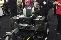 Dixie Chopper Vice President and General Manager Chris Vernon mans the company’s booth last week at GIE+EXPO.
