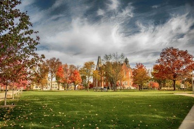 Dana A. Dudle, a DePauw professor of biology, says when “crisp, cold nights in the fall combine with bright, sunny days,” red leaves result. Photo: DePauw University