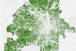 North Buckhead has the densest canopy while the least dense tree canopy, at 8 percent, is the area spanning downtown Atlanta, Castleberry Hill, Old Fourth Ward, and Sweet Auburn. Photo: “Assessing Urban Tree Canopy in the city of Atlanta”