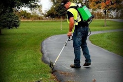Mean Green Mower’s battery backpack can be used for trimmers, edgers, and more. Photo: Mean Green Mowers
