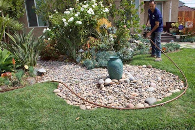 According to the manufacturer, the flexibility of the QF Header makes it ideal for smaller planter beds and landscape designs that include sharp curves. Photo: Rain Bird