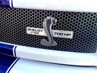 The vehicle features ample reminders that it’s a Shelby version of the F-150. Photo: Equipment World