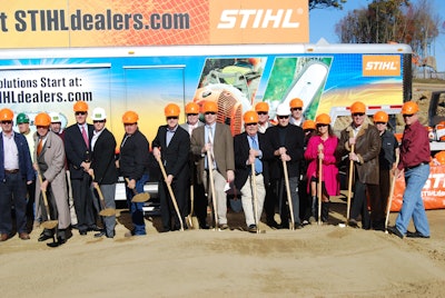 Stihl executives gather with local officials in Oxford, Connecticut, to break ground on a new distribution center. Photo: Stihl