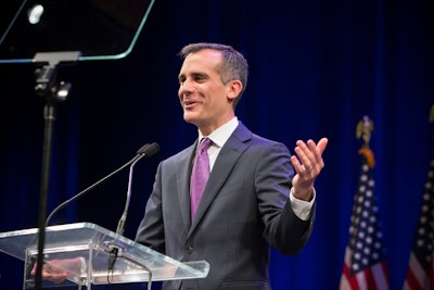 Mayor Eric Garsetti’s motives are now being questioned as to why he mention Turf Terminators in his speech. Photo: lamayor.org