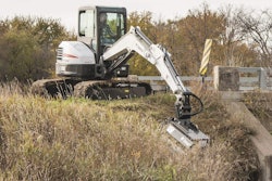 Safety features on the flail mower attachment help deflect and contain debris, according to the manufacturer. Photo: Bobcat