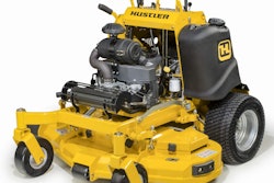 Hustler touts the SS stand-on’s compact stance, both for tight work spaces and for trailering. Photo: Hustler Turf Equipment