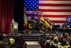 Back in January, JCB kicked off 2015’s “I Make America” activities with a special program at its headquarters in Savannah, Georgia. Photo: JCB North America