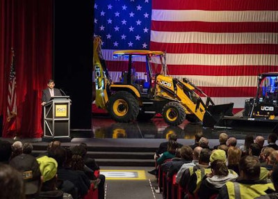 Back in January, JCB kicked off 2015’s “I Make America” activities with a special program at its headquarters in Savannah, Georgia. Photo: JCB North America