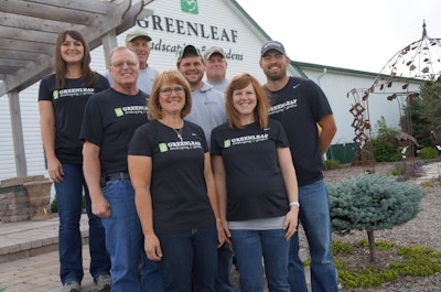 Several members of the Schuster family are involved in Greenleaf Landscaping & Gardens. Pictured, from left, in the front row are Dorene Schuster and daughter Monica Hanson; second row, Ken Schuster, son Bill Schuster and son-in-law Bryan Nowak; and third row, the Schuster’s daughter Genine Nowak and Ken’s brothers, Gregg and Warren Schuster. Photo: Marcia Gruver Doyle