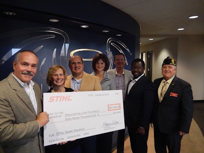 The donation from Stihl dealers was presented recently to several members of the Resurrecting Lives Foundation board of directors.