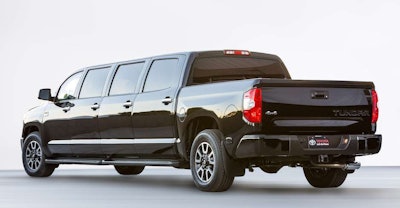 With leather interior and a 5.7-liter V8, this Toyota Tundrasine was among many eye-catching concepts on view at the recent SEMA show. Photo: Equipment World