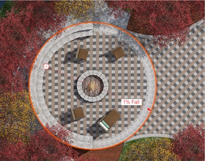 The software maker says landscaping companies will find significant new features for hardscaping in the 2016 version, such as the slope indicator shown here. Photo: Vectorworks