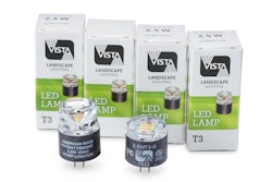 Vista Professional Outdoor Lighting says the T3 LED Lamp uses up to 80 percent less energy than standard halogen lamps.