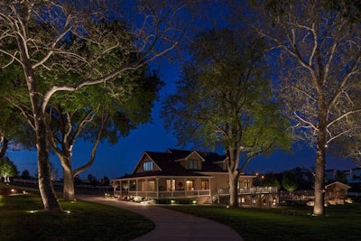 In addition to its aesthetic contribution to design, landscape lighting also enhances security in both residential and commercial settings, as this job by McKay Landscape Lighting illustrates. McKay has offices in Omaha, Nebraska, where the photos here were shot, as well as Des Moines, Iowa. Photo: McKay Landscape Lighting