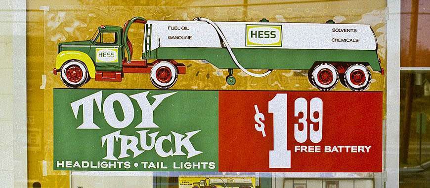 Hess oil company now more well known for its toy trucks Total
