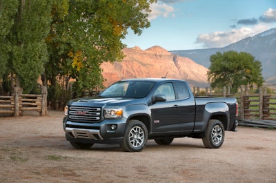 Pictured here is a 2015 midsize GMC Canyon, which has a payload of at least 1,450 pounds. Photo: GMC
