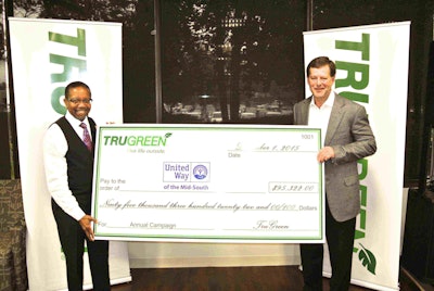 TruGreen presented a check to Rev. Dr. Kenneth S. Robinson of United Way Mid-South on Tuesday. Photo: prweb.com
