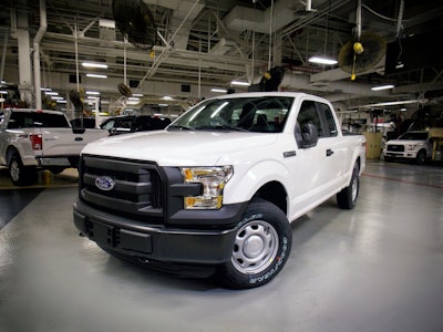 The Ford F-150’s V8 engine can use a combination of gasoline and compressed natural gas. Photo: Ford Motor Co.