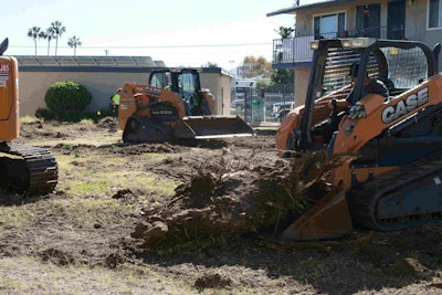 An excavator and compact track loaders from Case were used to assist in earthmoving and hardscaping for the project. Photo: Case Construction Equipment