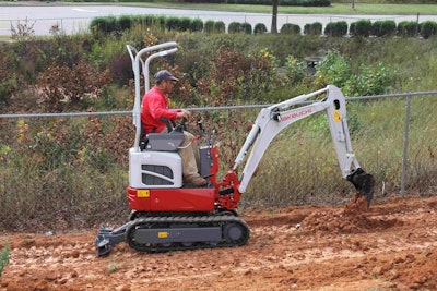 The new compact excavator can be modified to work in exceptionally confined spaces. Photo: Takeuchi-US
