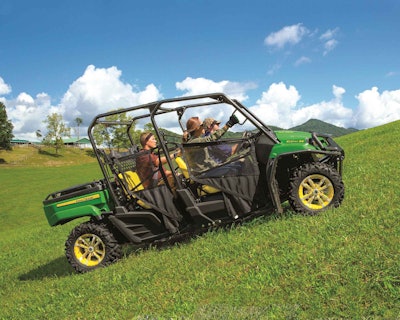 Both the XUV590i and the XUV590i S4 (seen here) feature class-leading ergonomics and legroom for the operator and passengers, Deere says. Photo: John Deere